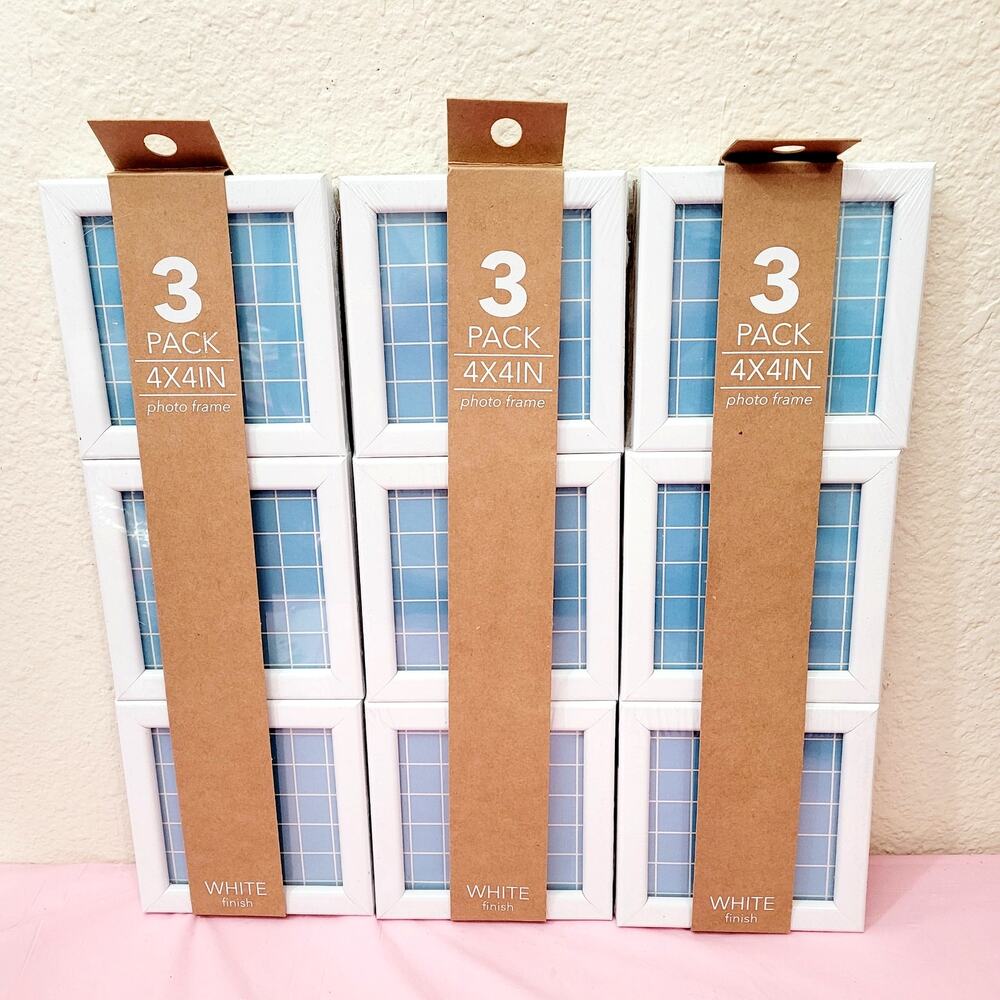Target White Mini Picture Frames 4x4" Lot of 9 NEW Set 3 Packs of 3 Harbortown